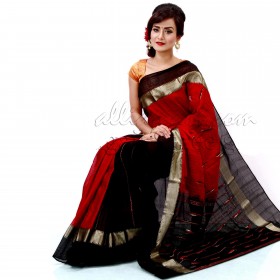 Tangail Traditional cotton with mercerized yarn dyed Sharee with Beautiful design